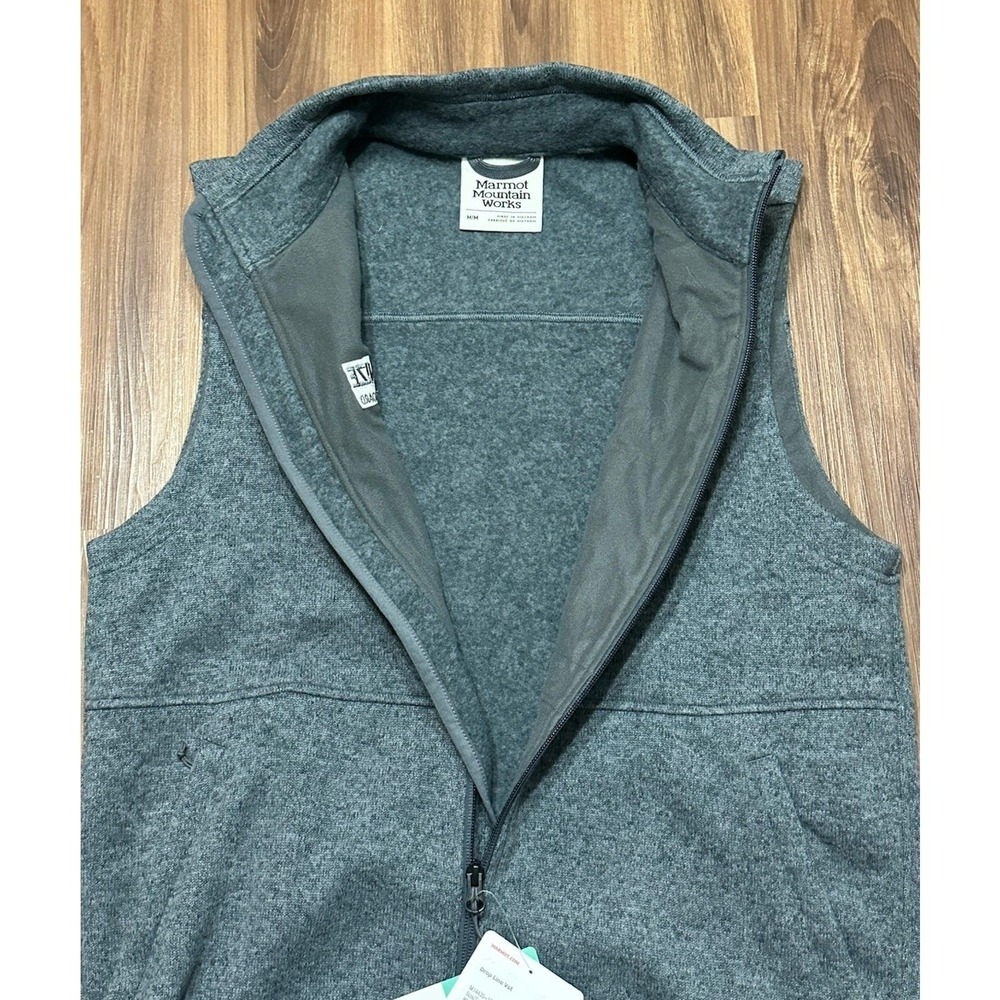 MARMOT Mountain Works Men's Fleece Drop Line Vest NWT Steel Onyx Grey Men's Sz M - Picture 9 of 10